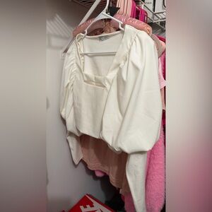 Zara Size L Ivory Ribbed Crop Top Long Sleeve Same Day Ship 📦✈️